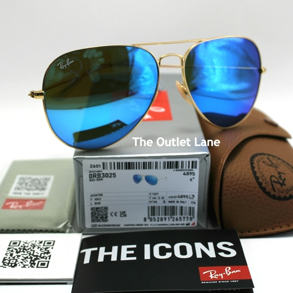 Model Display Ray-Ban Aviator Blue Mirror RB3025 - Picture 2 of 16